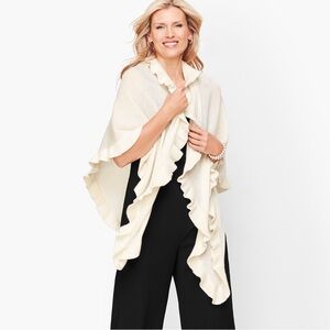 FRILLS OF GLORY Super Soft Vanilla Cream Ruffled Shawl ONE SIZE
